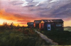 Huts at Sunset